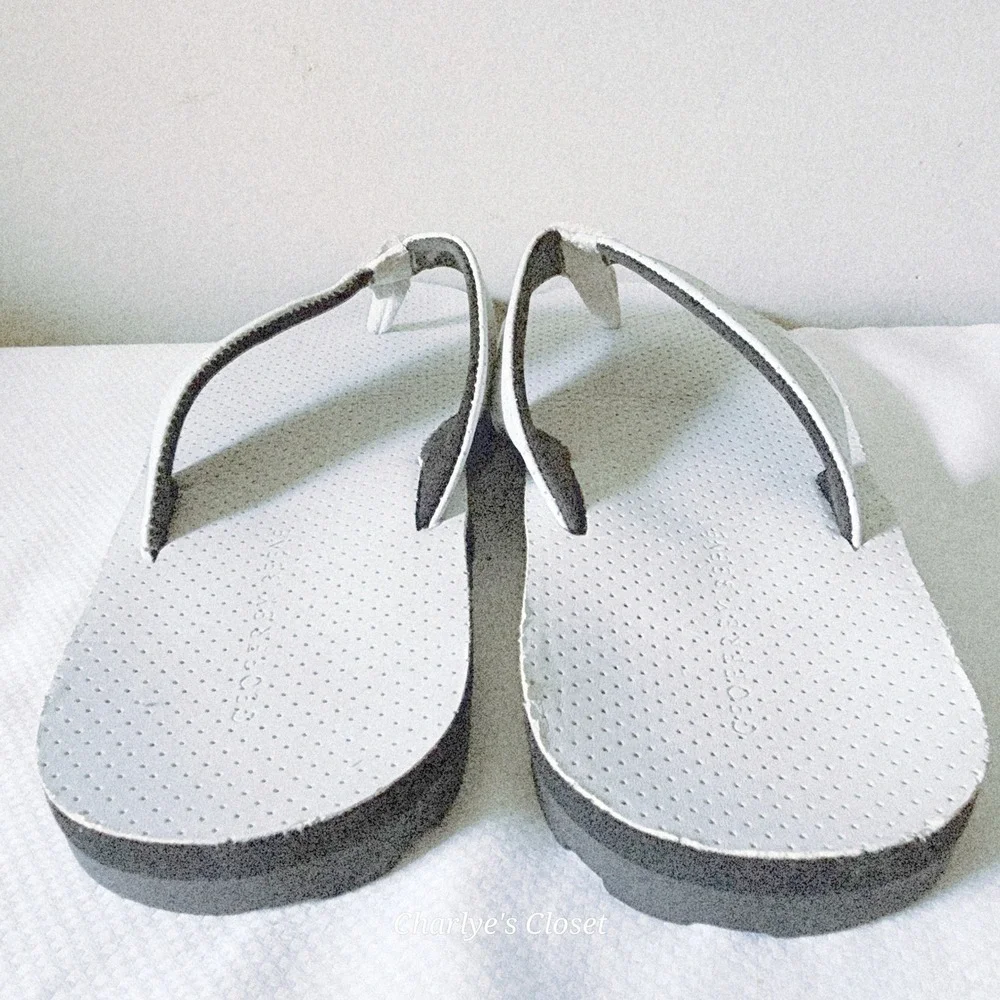 Geoffrey Beene Flip Flop Sandals Mens XL 12-13 White Vegan‎ Beach Casual Lounge